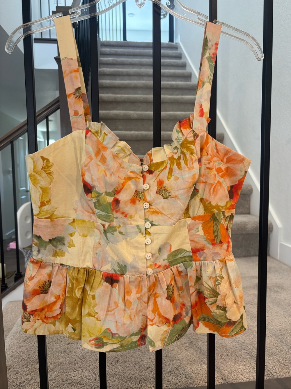 Anthropologie Maeve Floral Peplum Tank